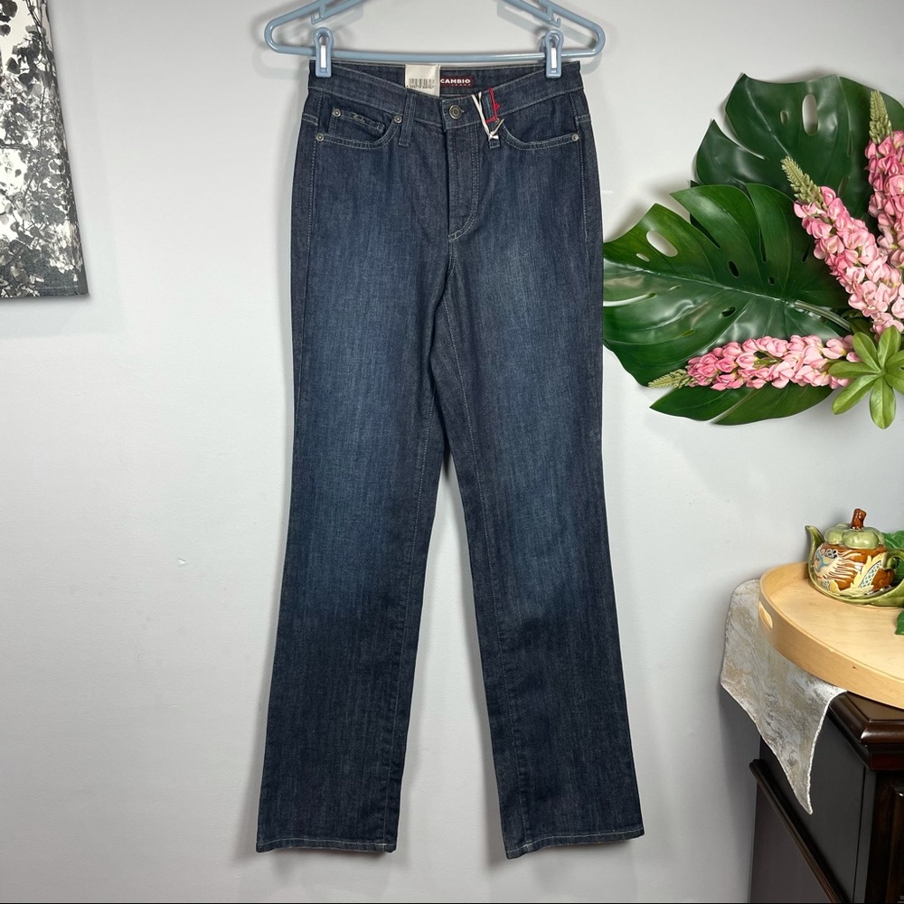 NWT Cambio JADE Swarovski dark wash straight jeans 6